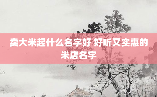 卖大米起什么名字好 好听又实惠的米店名字