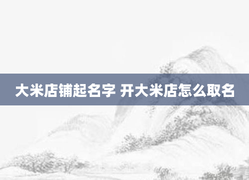 大米店铺起名字 开大米店怎么取名