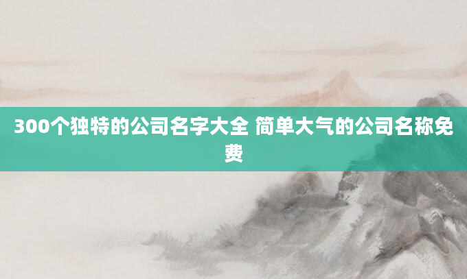 300个独特的公司名字大全 简单大气的公司名称免费
