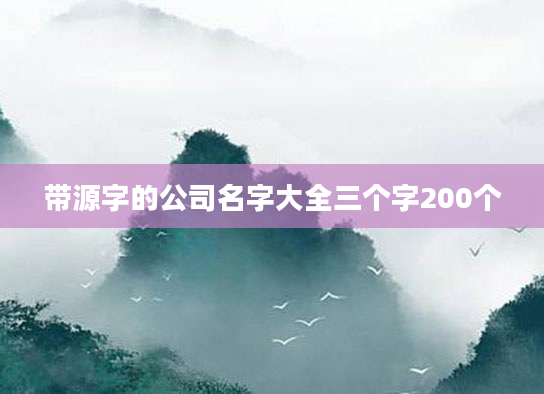 带源字的公司名字大全三个字200个