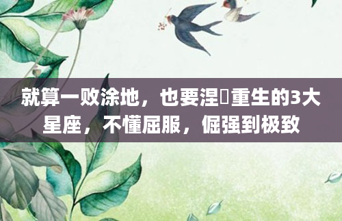 就算一败涂地，也要涅槃重生的3大星座，不懂屈服，倔强到极致