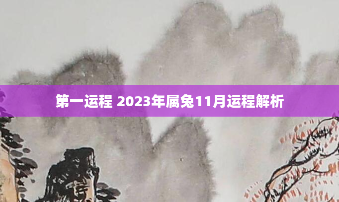 第一运程 2023年属兔11月运程解析