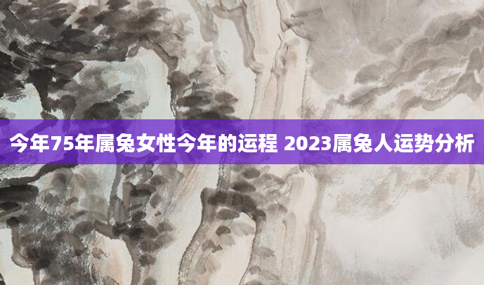 今年75年属兔女性今年的运程 2023属兔人运势分析