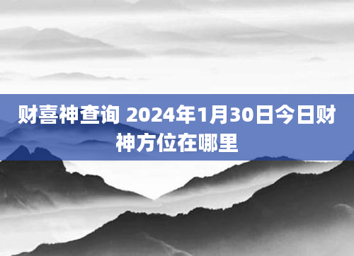财喜神查询 2024年1月30日今日财神方位在哪里