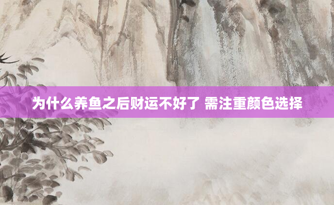 为什么养鱼之后财运不好了 需注重颜色选择