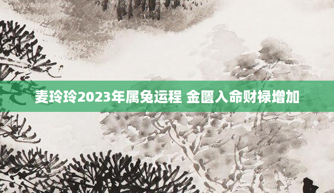 麦玲玲2023年属兔运程 金匮入命财禄增加