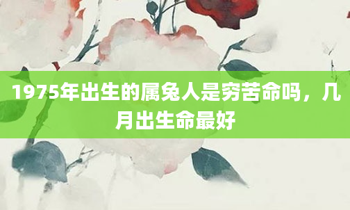 1975年出生的属兔人是穷苦命吗，几月出生命最好
