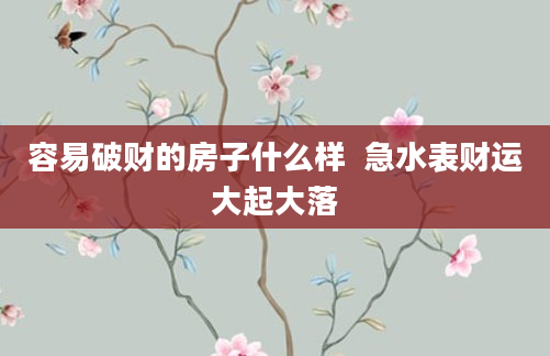 容易破财的房子什么样  急水表财运大起大落