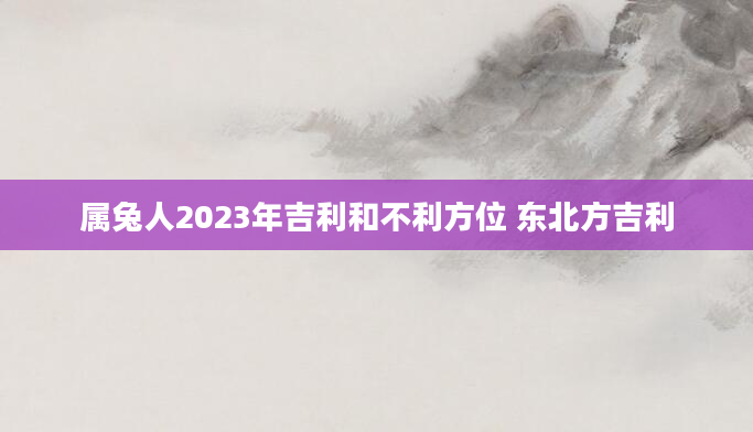 属兔人2023年吉利和不利方位 东北方吉利