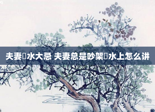 夫妻風水大忌 夫妻总是吵架風水上怎么讲