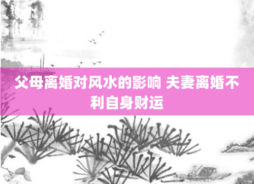 父母离婚对风水的影响 夫妻离婚不利自身财运