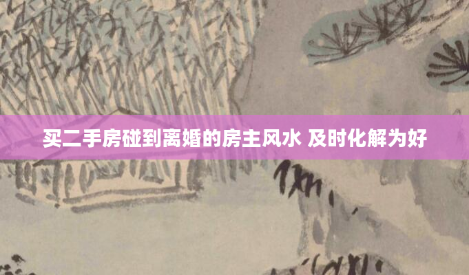 买二手房碰到离婚的房主风水 及时化解为好