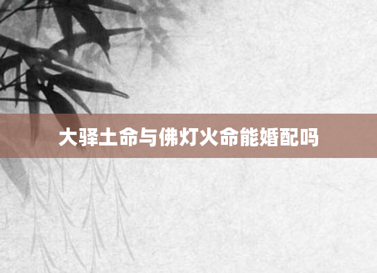 大驿土命与佛灯火命能婚配吗