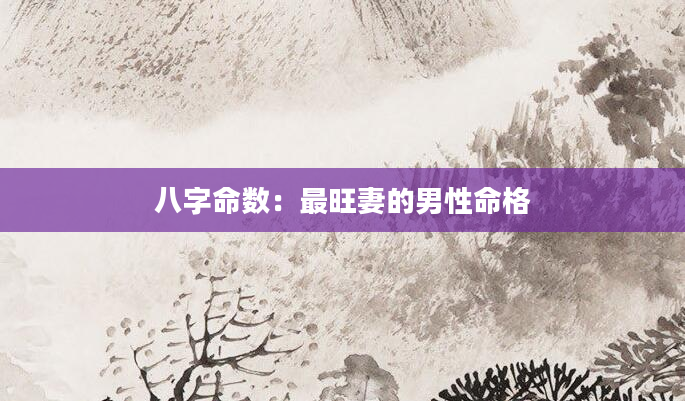 八字命数：最旺妻的男性命格