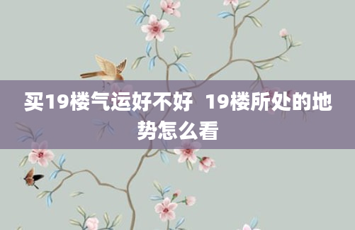 买19楼气运好不好  19楼所处的地势怎么看