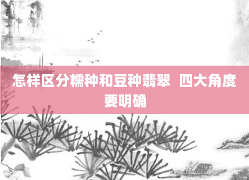 怎样区分糯种和豆种翡翠  四大角度要明确