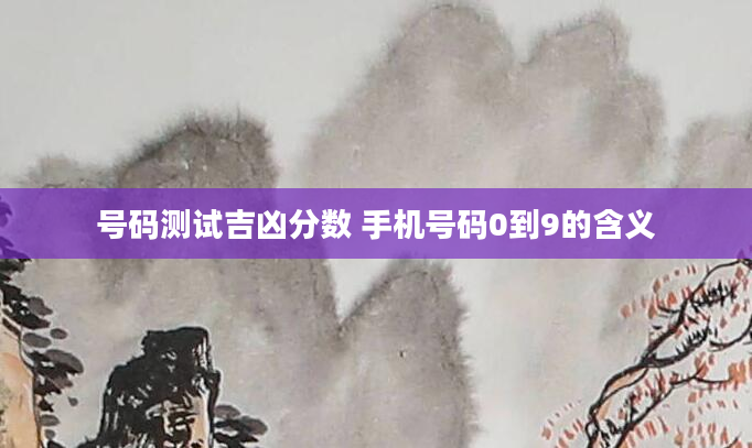 号码测试吉凶分数 手机号码0到9的含义