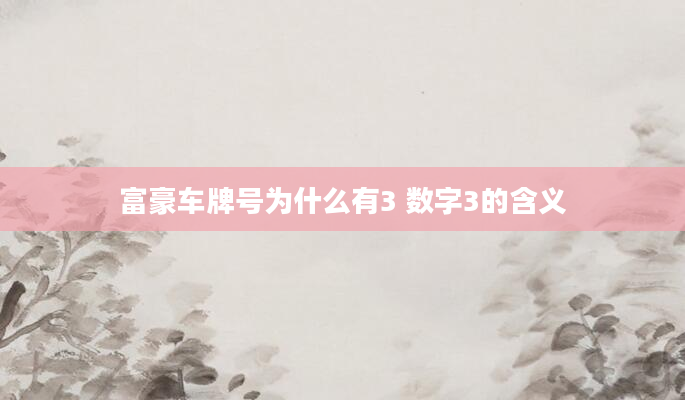 富豪车牌号为什么有3 数字3的含义