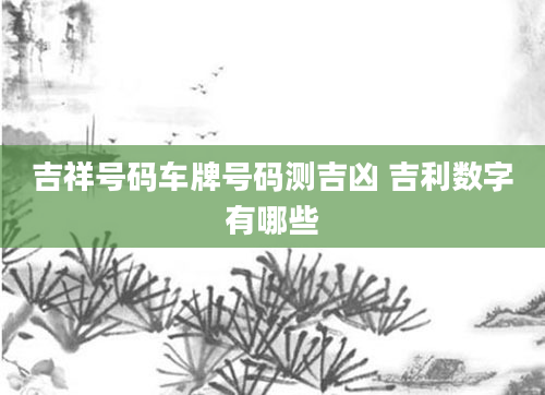 吉祥号码车牌号码测吉凶 吉利数字有哪些