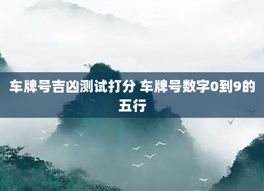 车牌号吉凶测试打分 车牌号数字0到9的五行