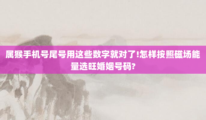 属猴手机号尾号用这些数字就对了!怎样按照磁场能量选旺婚姻号码?