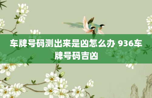 车牌号码测出来是凶怎么办 936车牌号码吉凶