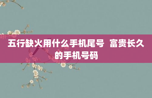 五行缺火用什么手机尾号  富贵长久的手机号码