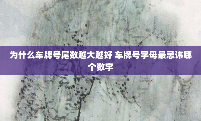 为什么车牌号尾数越大越好 车牌号字母最忌讳哪个数字