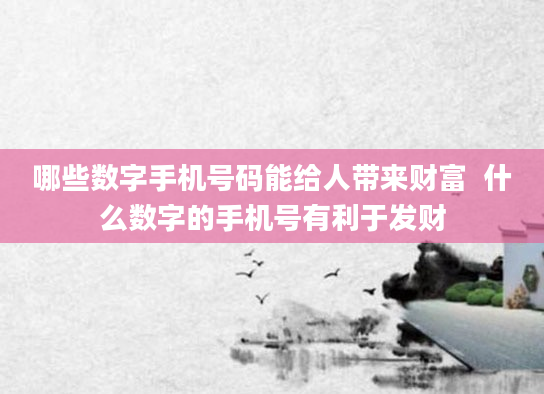 哪些数字手机号码能给人带来财富  什么数字的手机号有利于发财