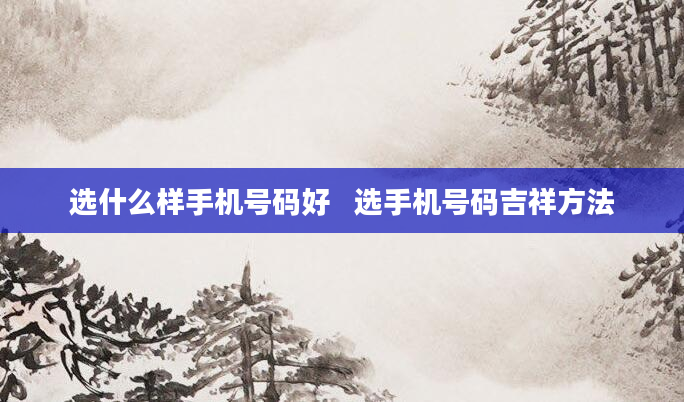 选什么样手机号码好   选手机号码吉祥方法