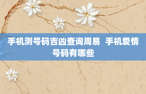 手机测号码吉凶查询周易  手机爱情号码有哪些