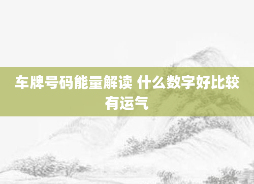 车牌号码能量解读 什么数字好比较有运气