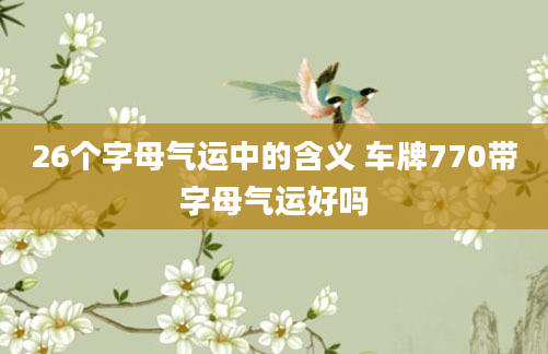 26个字母气运中的含义 车牌770带字母气运好吗