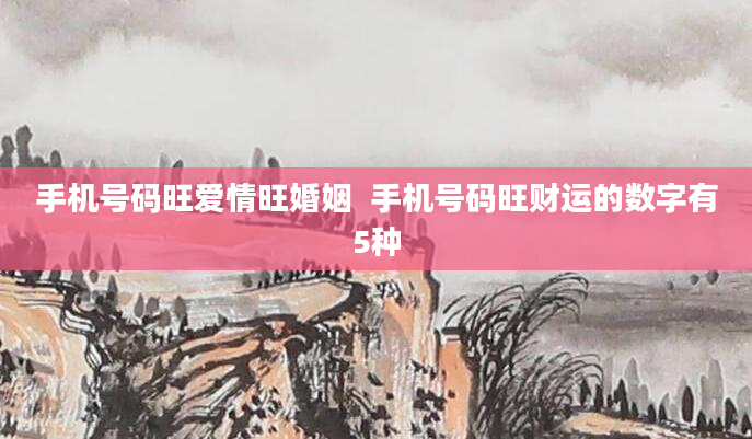 手机号码旺爱情旺婚姻  手机号码旺财运的数字有5种