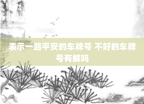 表示一路平安的车牌号 不好的车牌号有解吗
