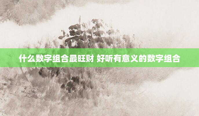 什么数字组合最旺财 好听有意义的数字组合