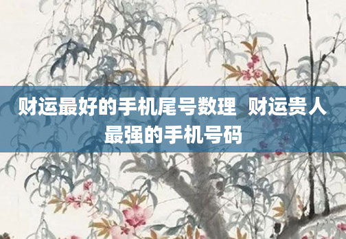 财运最好的手机尾号数理  财运贵人最强的手机号码