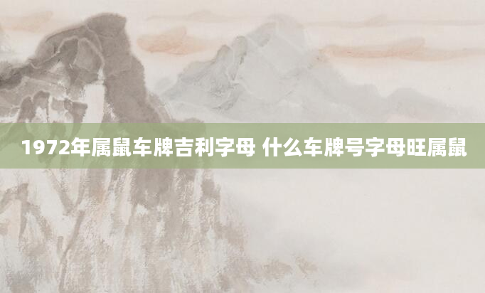 1972年属鼠车牌吉利字母 什么车牌号字母旺属鼠