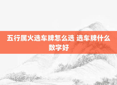 五行属火选车牌怎么选 选车牌什么数字好