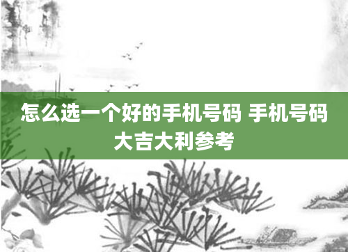怎么选一个好的手机号码 手机号码大吉大利参考