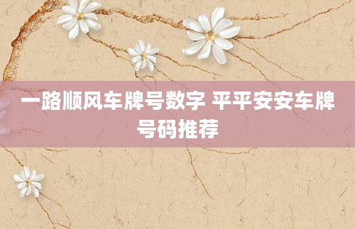 一路顺风车牌号数字 平平安安车牌号码推荐
