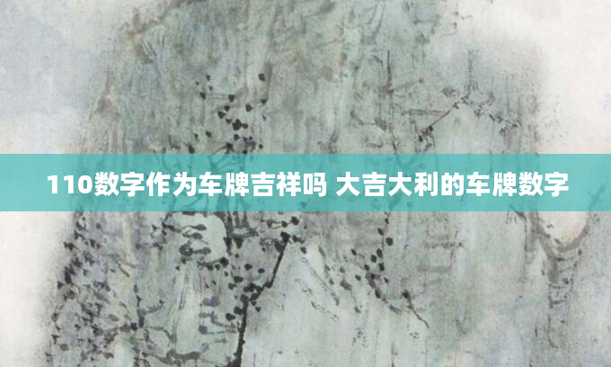 110数字作为车牌吉祥吗 大吉大利的车牌数字