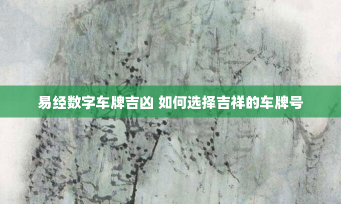 易经数字车牌吉凶 如何选择吉祥的车牌号