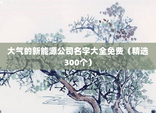 大气的新能源公司名字大全免费（精选300个）