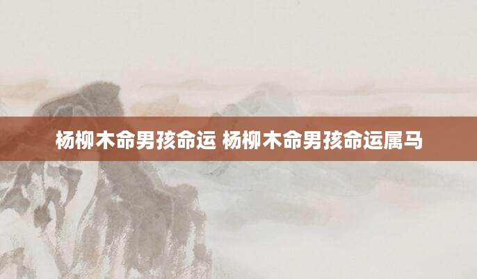 杨柳木命男孩命运 杨柳木命男孩命运属马