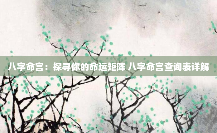 八字命宫：探寻你的命运矩阵 八字命宫查询表详解
