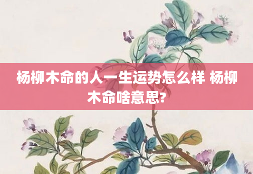 杨柳木命的人一生运势怎么样 杨柳木命啥意思?