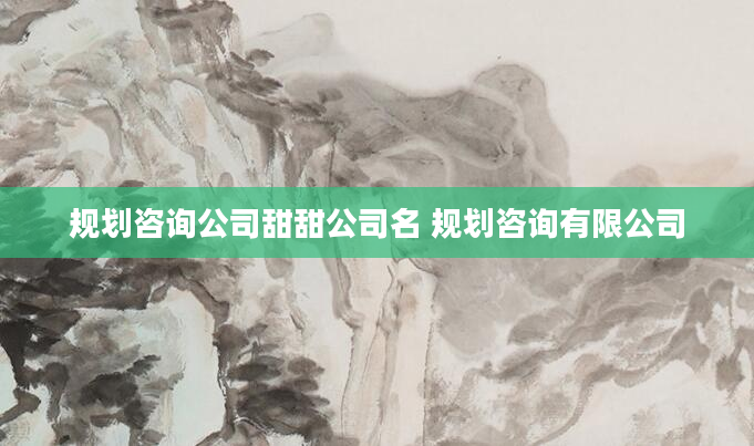 规划咨询公司甜甜公司名 规划咨询有限公司