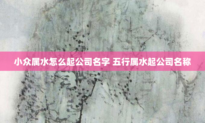 小众属水怎么起公司名字 五行属水起公司名称