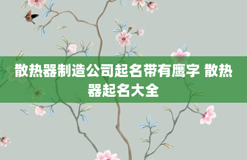 散热器制造公司起名带有鹰字 散热器起名大全